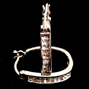 ‼️SOLD‼️❣️925 Silver CZ Hoop Earings❣️